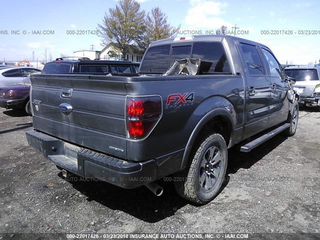 1FTFW1EF5CFC40464 - 2012 FORD F150 SUPERCREW GRAY photo 4