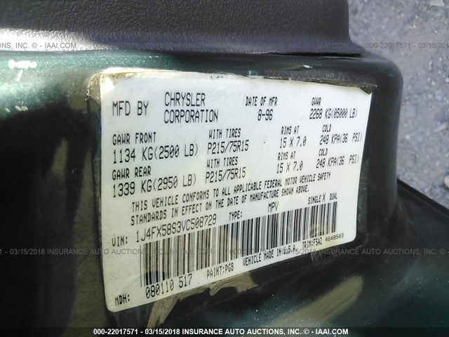 1J4FX58S3VC508729 - 1997 JEEP GRAND CHEROKEE LAREDO/TSI GREEN photo 9