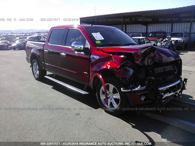 1FTEW1EG5HFC13356 - 2017 FORD F150 SUPERCREW RED photo 1