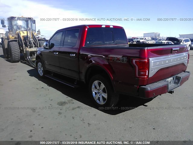 1FTEW1EG5HFC13356 - 2017 FORD F150 SUPERCREW RED photo 3