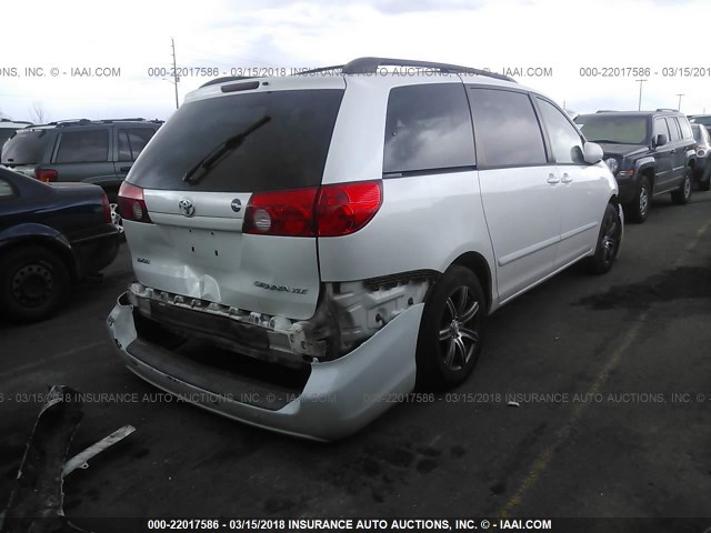 5TDZK22CX7S027315 - 2007 TOYOTA SIENNA XLE/XLE LIMITED WHITE photo 4