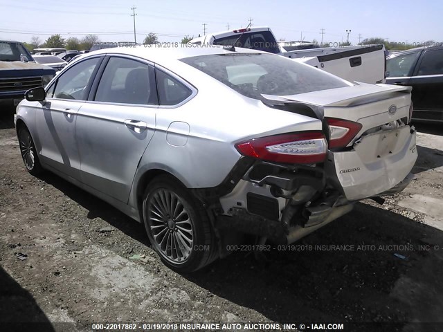 3FA6P0K92DR330493 - 2013 FORD FUSION TITANIUM SILVER photo 3