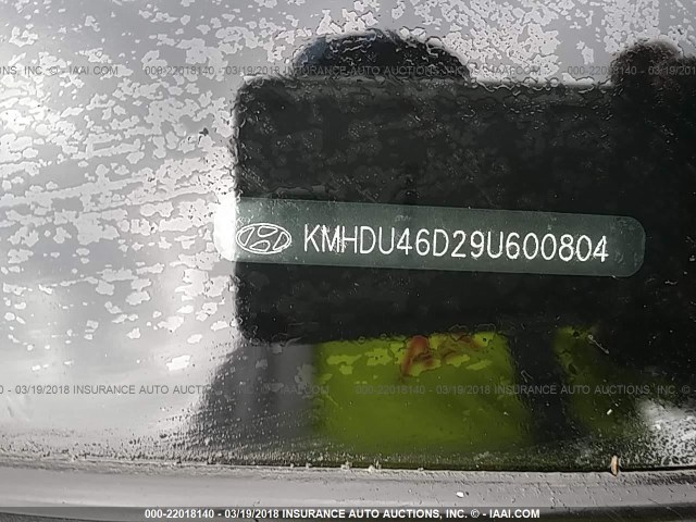 KMHDU46D29U600804 - 2009 HYUNDAI ELANTRA GLS/SE GRAY photo 9