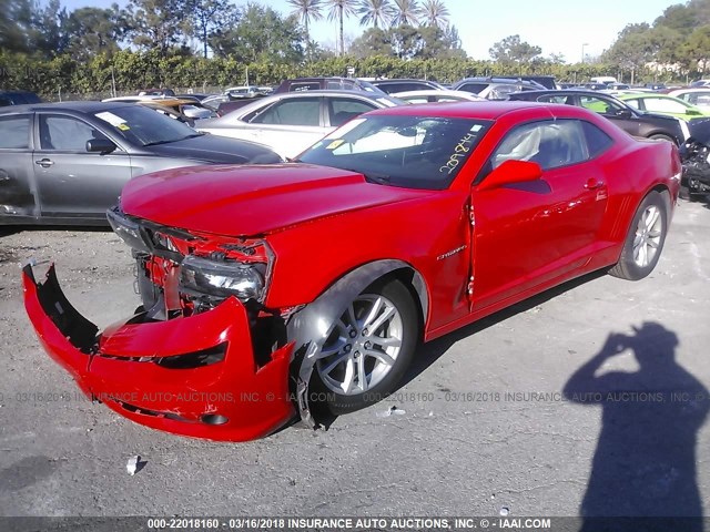 2G1FD1E31F9209844 - 2015 CHEVROLET CAMARO LT RED photo 2