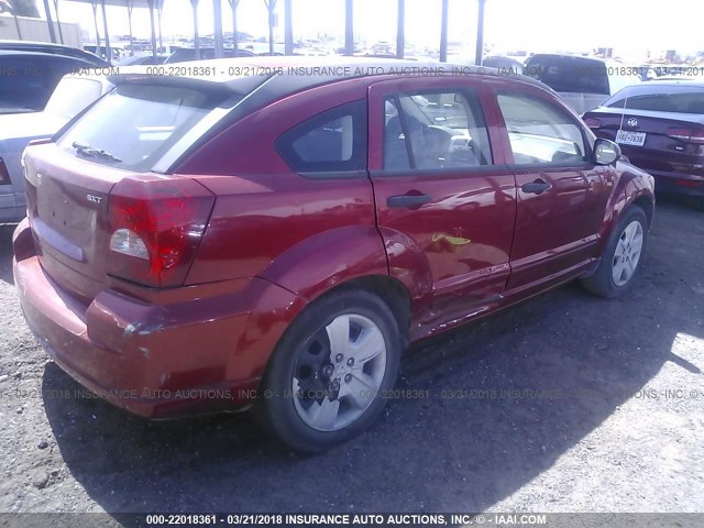 1B3HB48BX7D526408 - 2007 DODGE CALIBER SXT RED photo 4