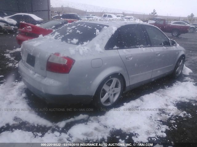 WAULC68E43A293680 - 2003 AUDI A4 1.8T QUATTRO SILVER photo 4