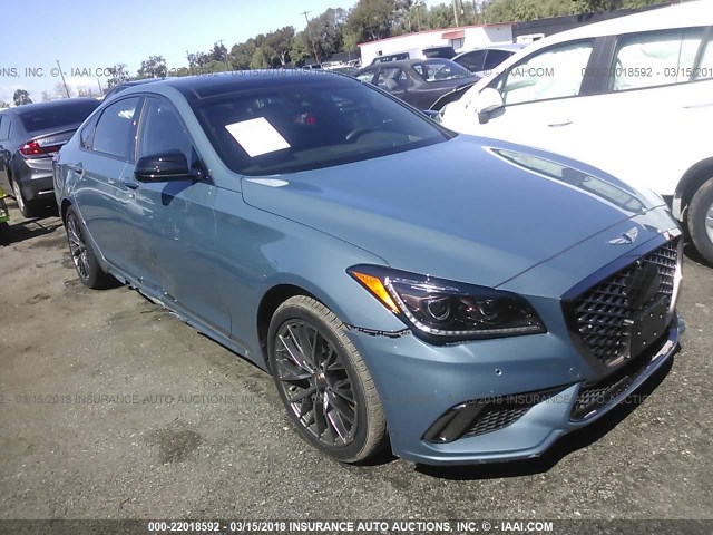 KMHGN4JB1JU253146 - 2018 GENESIS G80 SPORT BLUE photo 1