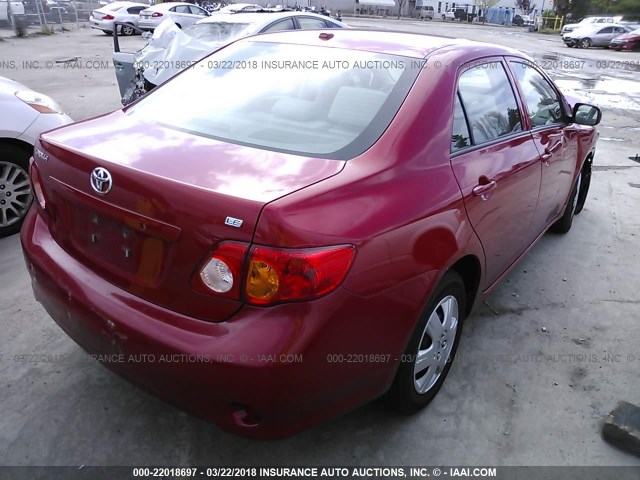 2T1BU4EE0AC415464 - 2010 TOYOTA COROLLA S/LE/XLE RED photo 4