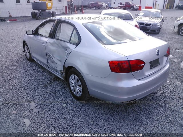 3VW2K7AJ8CM307515 - 2012 VOLKSWAGEN JETTA S 银色 照片 3