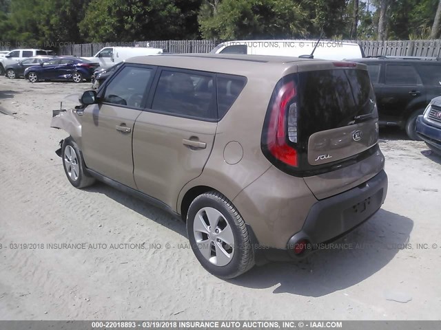 KNDJN2A22F7117547 - 2015 KIA SOUL BROWN photo 3