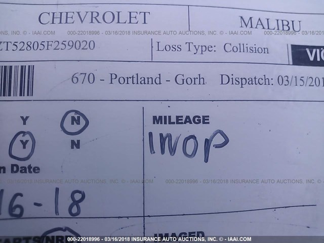 1G1ZT52805F259020 - 2005 CHEVROLET MALIBU LS 蓝色 照片 7