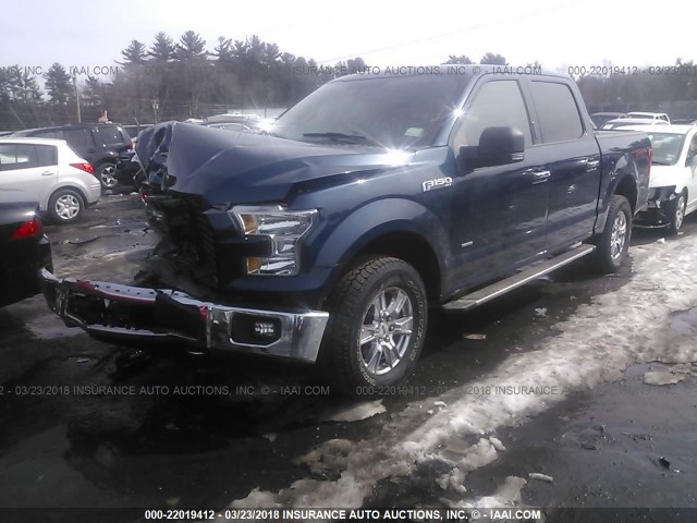 1FTEW1EG6FFA09386 - 2015 FORD F150 SUPERCREW BLUE photo 2