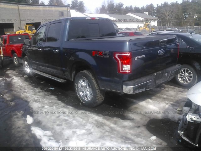 1FTEW1EG6FFA09386 - 2015 FORD F150 SUPERCREW BLUE photo 3