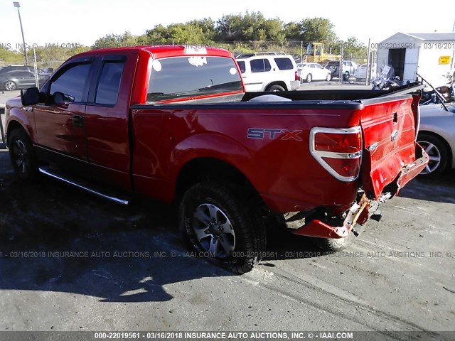 1FTFX1CF4DFB16543 - 2013 FORD F150 SUPER CAB RED photo 3