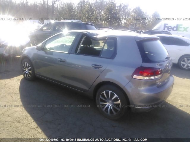 WVWDB7AJ3CW148334 - 2012 VOLKSWAGEN GOLF GRAY photo 3