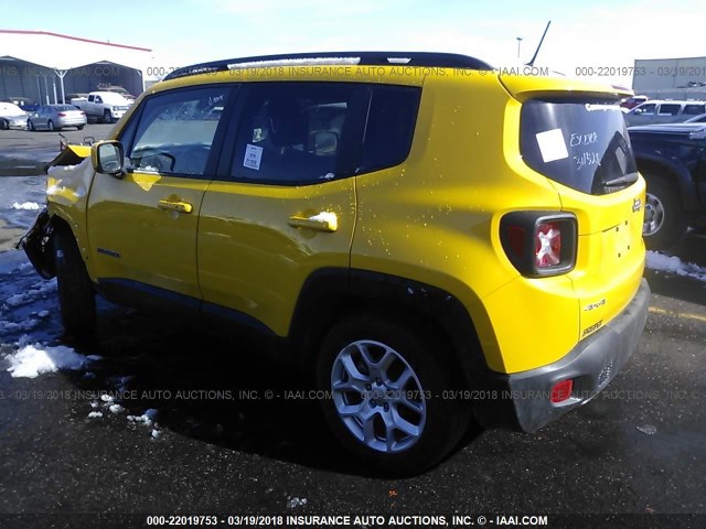 ZACCJBBT9GPE14685 - 2016 JEEP RENEGADE LATITUDE YELLOW photo 3