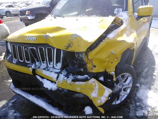 ZACCJBBT9GPE14685 - 2016 JEEP RENEGADE LATITUDE YELLOW photo 6