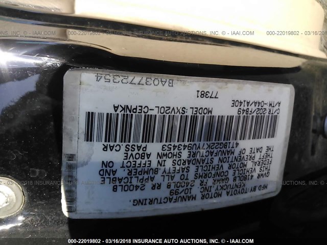 4T1BG22K7YU943453 - 2000 TOYOTA CAMRY CE/LE/XLE შავი ფოტო 9