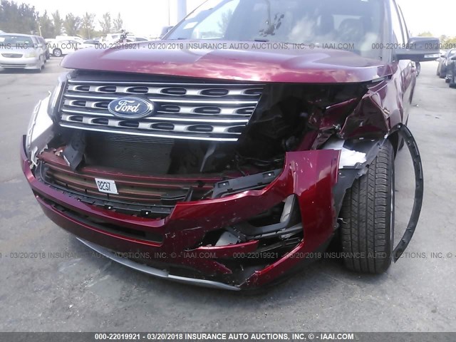 1FM5K7D88HGC51789 - 2017 FORD EXPLORER XLT RED photo 6