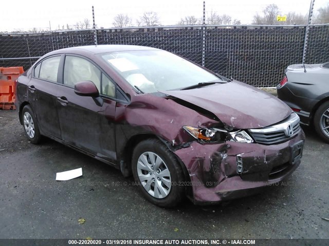 JHMFB2F52CS003606 - 2012 HONDA CIVIC LX BURGUNDY photo 1