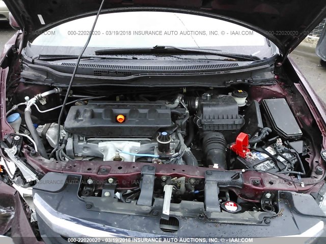 JHMFB2F52CS003606 - 2012 HONDA CIVIC LX BURGUNDY photo 10