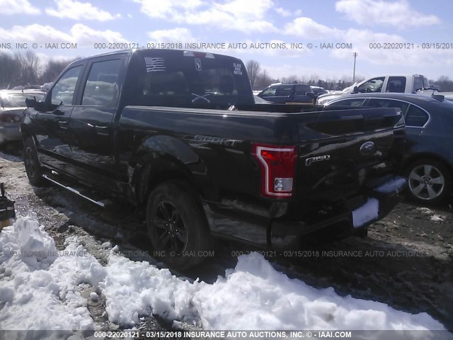 1FTEW1CP1FKD40662 - 2015 FORD F150 SUPERCREW BLACK photo 3