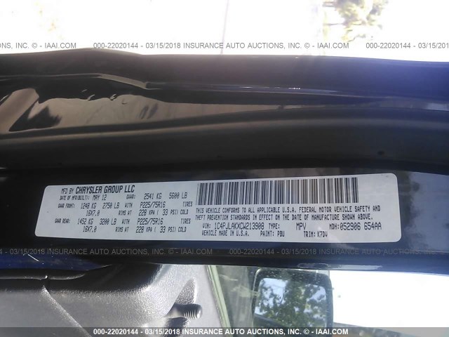 1C4PJLAKXCW213908 - 2012 JEEP LIBERTY SPORT 蓝色 照片 9