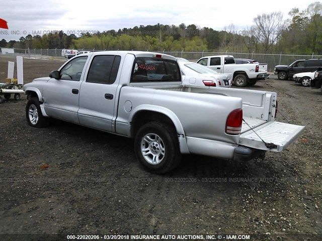 1D7HL38X53S378214 - 2003 DODGE DAKOTA QUAD SPORT SILVER photo 3