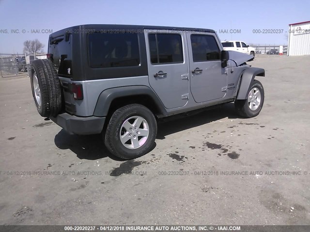 1C4BJWDG3FL536934 - 2015 JEEP WRANGLER UNLIMITE SPORT SILVER photo 4