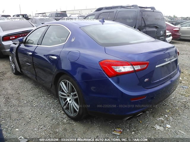 ZAM57RTA7E1092957 - 2014 MASERATI GHIBLI S/Q4 BLUE photo 3