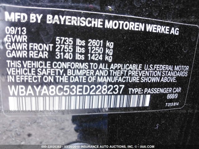 WBAYA8C53ED228237 - 2014 BMW 750 I BLACK photo 9
