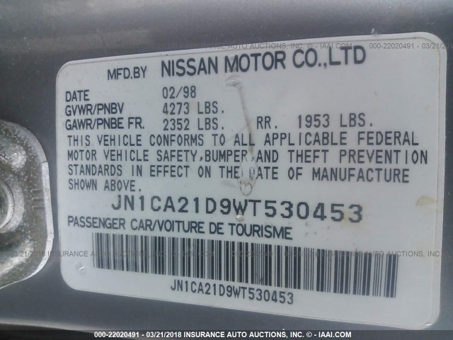 JN1CA21D9WT530453 - 1998 NISSAN MAXIMA GLE/GXE/SE TAN photo 9