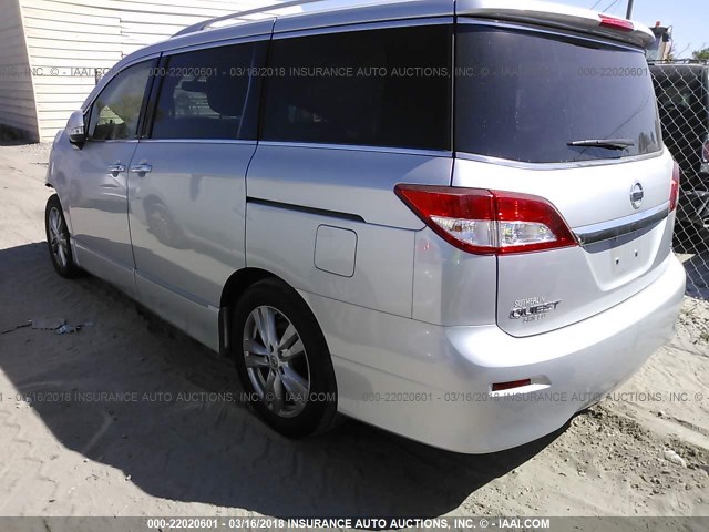 JN8AE2KP0F9122376 - 2015 NISSAN QUEST S/SV/SL/PLATINUM SILVER photo 3