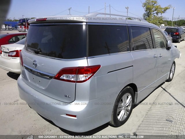 JN8AE2KP0F9122376 - 2015 NISSAN QUEST S/SV/SL/PLATINUM SILVER photo 4