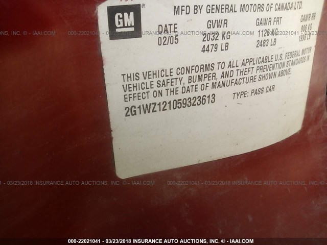 2G1WJ15K869221859 - 2006 CHEVROLET MONTE CARLO LS წითელი ფოტო 9