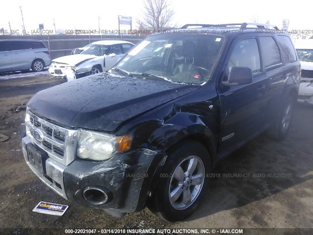 1FMCU04148KE60424 - 2008 FORD ESCAPE LIMITED BLACK photo 2