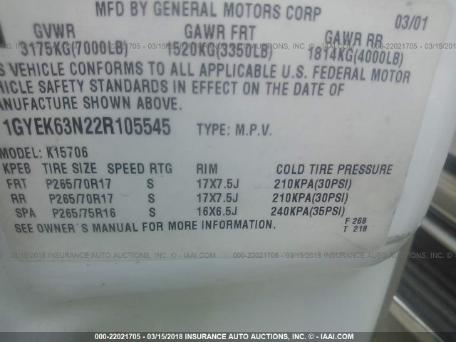 1GYEK63N22R105545 - 2002 CADILLAC ESCALADE LUXURY წითელი ფოტო 9