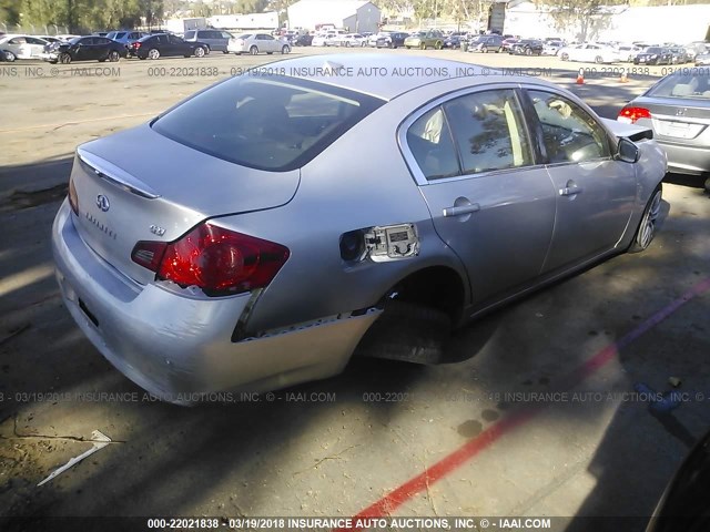 JN1CV6AP5AM405765 - 2010 INFINITI G37 SPORT SILVER photo 4