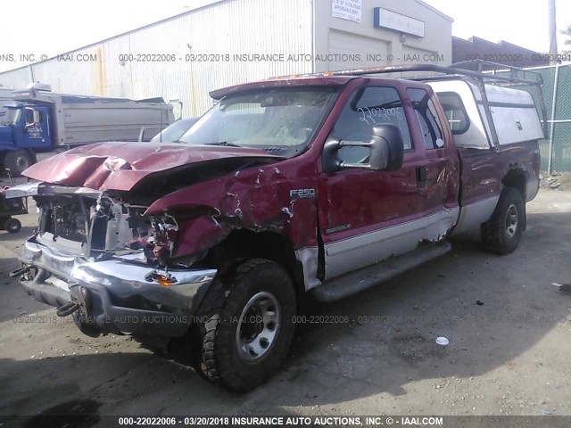 1FTNX21F31EC98841 - 2001 FORD F250 SUPER DUTY RED photo 2