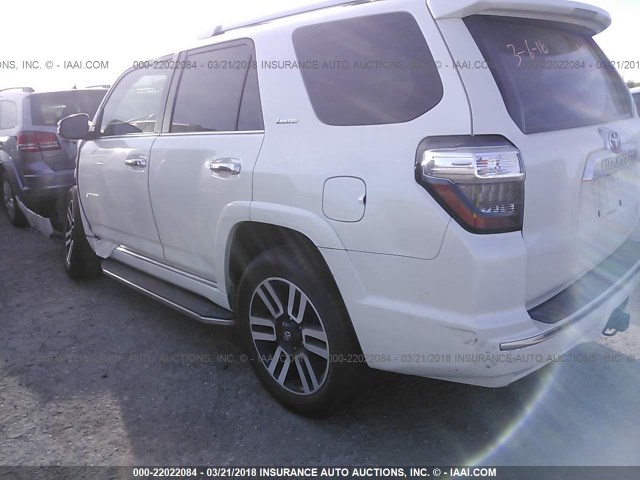 JTEZU5JR1F5088165 - 2015 TOYOTA 4RUNNER SR5/LIMITED WHITE photo 3