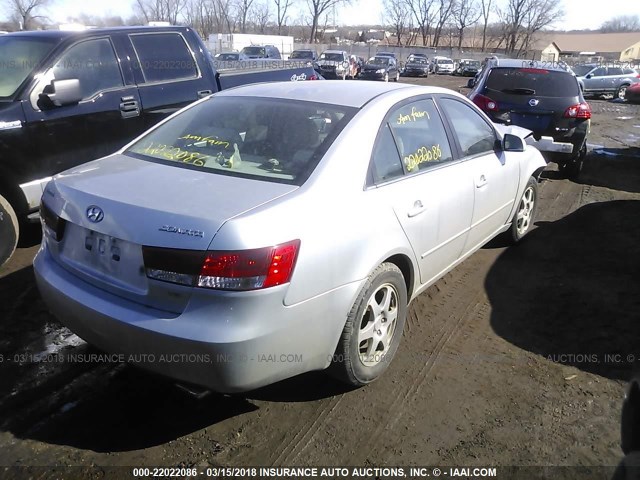 5NPEU46F36H091435 - 2006 HYUNDAI SONATA GLS/LX SILVER photo 4