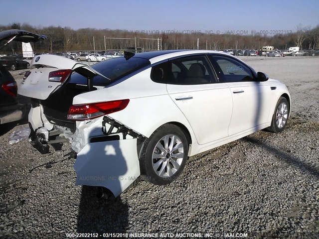 5XXGU4L33GG119864 - 2016 KIA OPTIMA EX WHITE photo 4