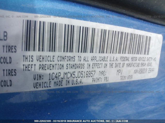 1C4PJMCX5JD516957 - 2018 JEEP CHEROKEE LATITUDE Niebieski zdjęcie 9