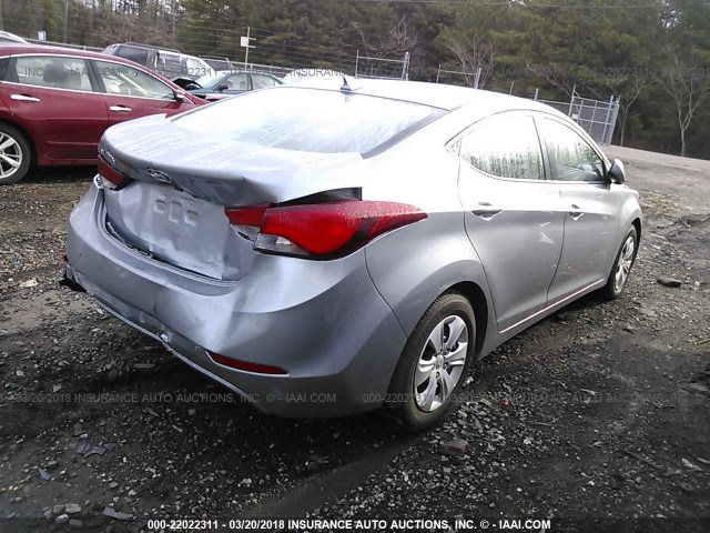 5NPDH4AE7GH678110 - 2016 HYUNDAI ELANTRA SE/SPORT/LIMITED GRAY photo 4