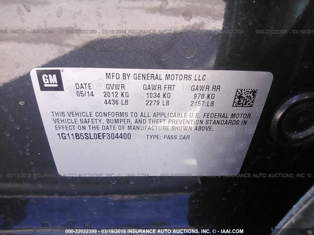 1G11B5SL0EF304400 - 2014 CHEVROLET MALIBU LS 灰色 照片 9