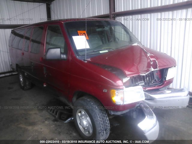 1FBSS31L12HB79834 - 2002 FORD ECONOLINE E350 SUPER DUTY WAGON RED photo 1