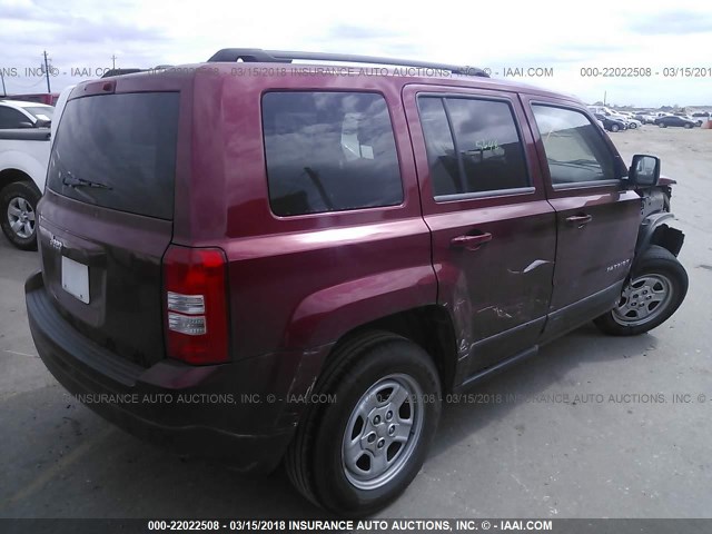 1C4NJPBAXED632165 - 2014 JEEP PATRIOT SPORT RED photo 4