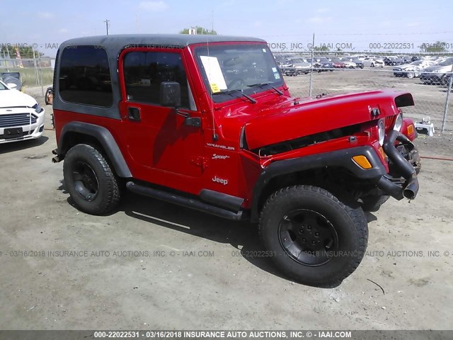 1J4FA49S82P744002 - 2002 JEEP WRANGLER / TJ SPORT RED photo 1