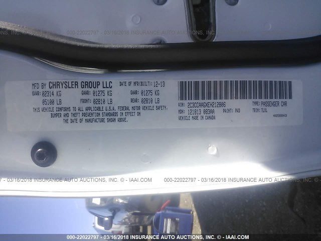 2C3CCAAGXEH212806 - 2014 CHRYSLER 300 WHITE photo 9