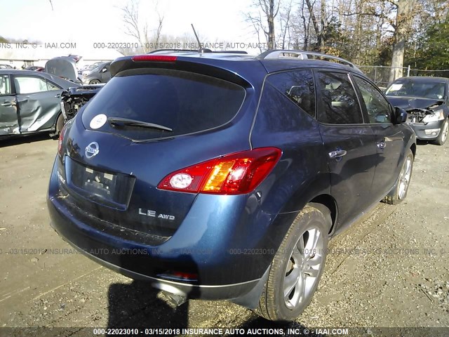 JN8AZ18WX9W111792 - 2009 NISSAN MURANO S/SL/LE BLUE photo 4